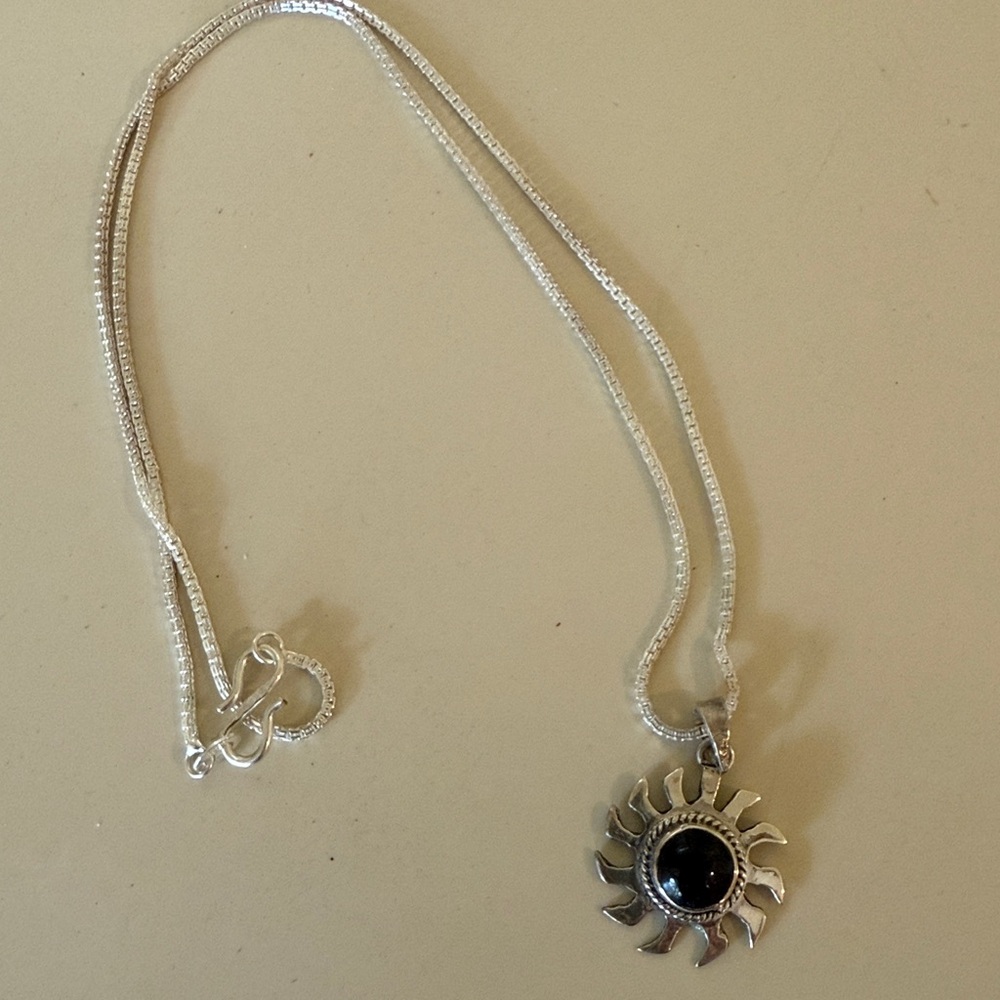 Silver Sun Pendant Necklace